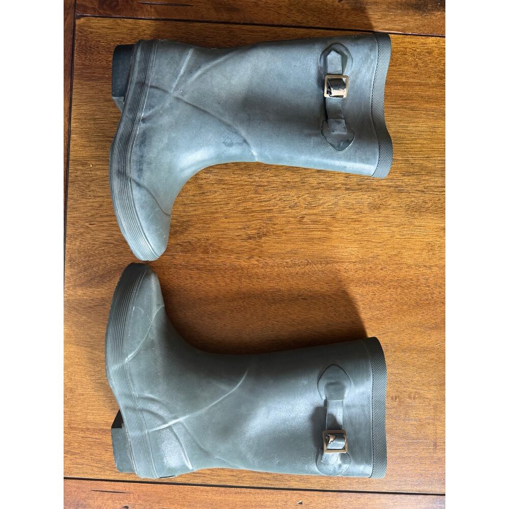 L.L. Bean Wellie Rain Boots Kids Size 1 Green Rubber Wellies - Picture 2 of 9
